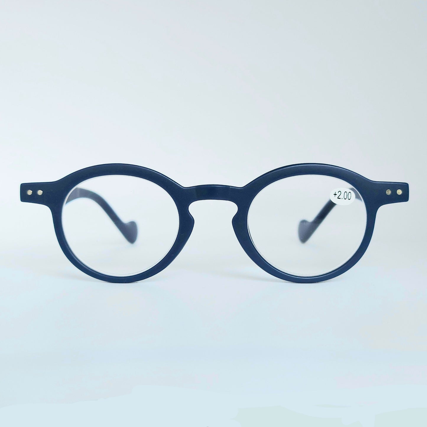 Matt Blue Round Reading Glasses with Flex Spring