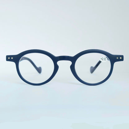 Matt Blue Round Reading Glasses with Flex Spring