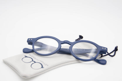 Matt Blue Round Reading Glasses with Flex Spring