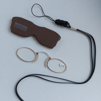 Pince Nez Style Reading Glasses, Gold-Colored, Stainless Steel, Aspheric Scratch-Free Lenses