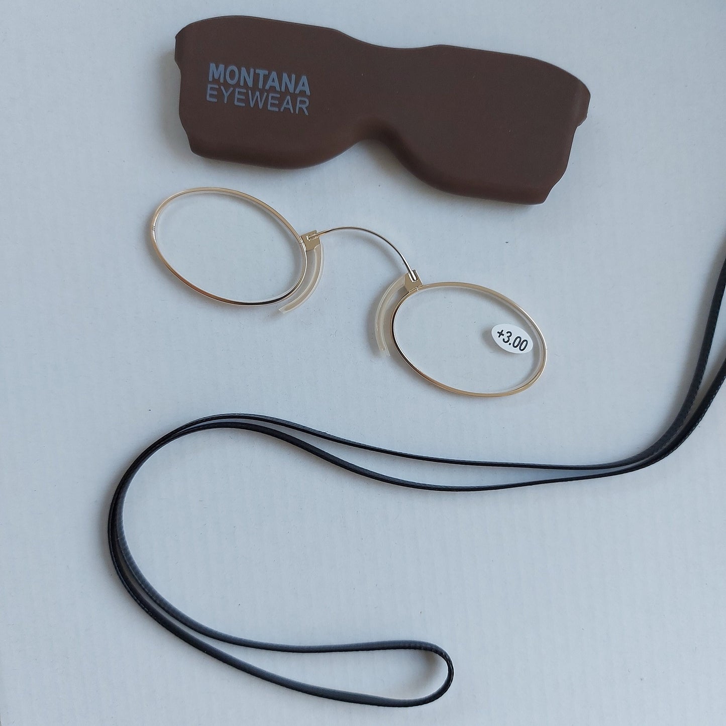 Pince Nez Style Reading Glasses, Gold-Colored, Stainless Steel, Aspheric Scratch-Free Lenses