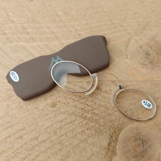 Pince Nez Style Reading Glasses, Gold-Colored, Stainless Steel, Aspheric Scratch-Free Lenses