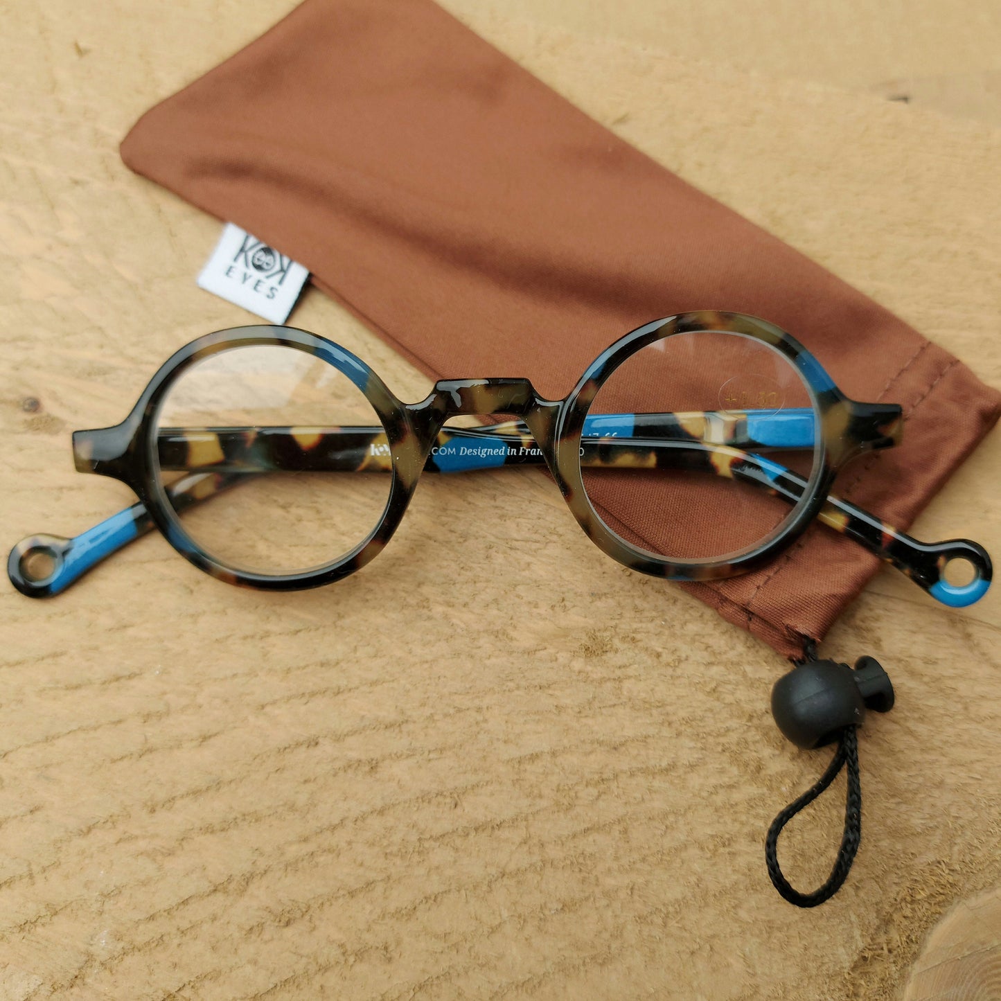 Round Reading Glasses, Color Blocking, Matt Tortoise Brown and Blue