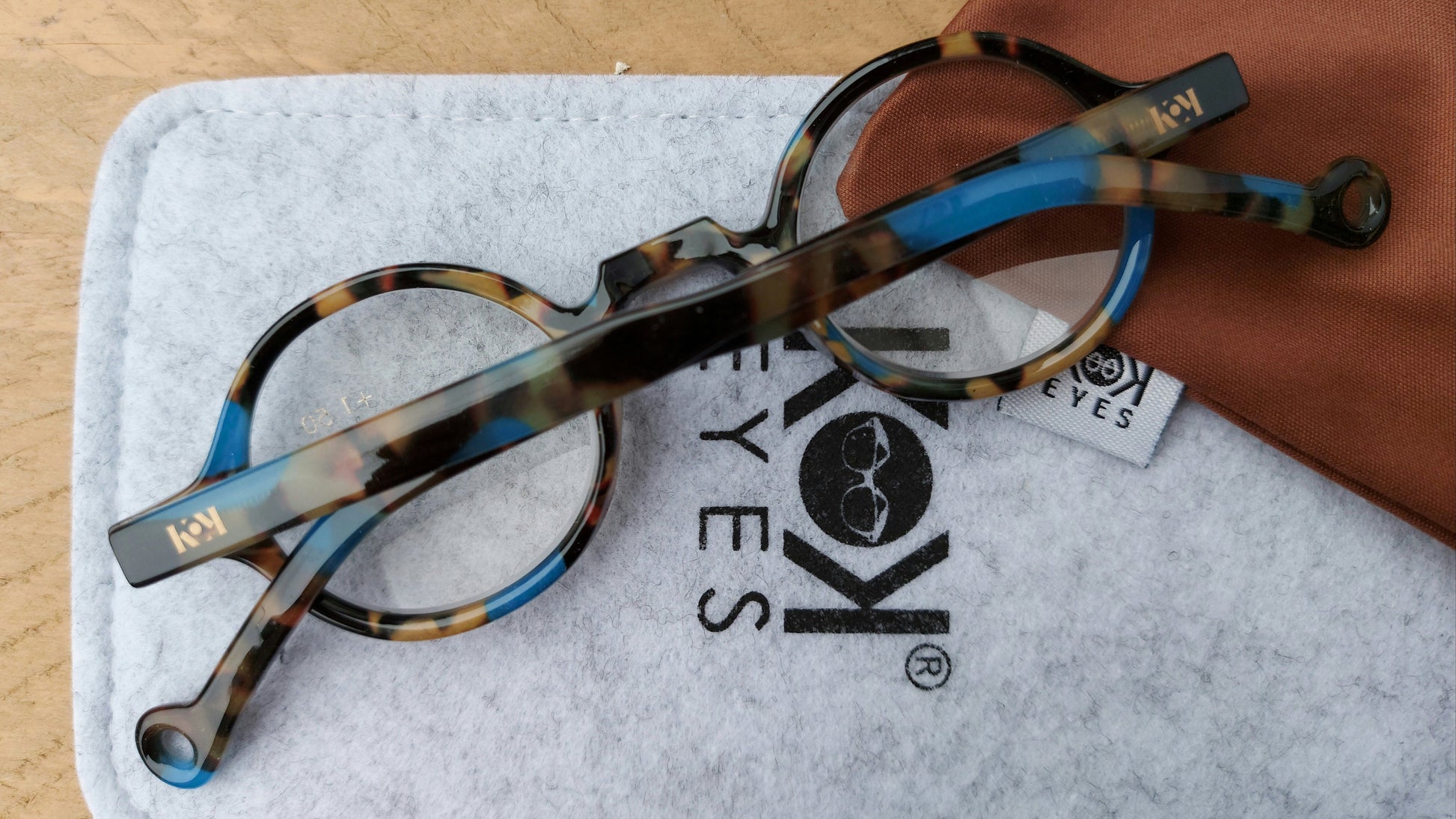 Round Reading Glasses, Color Blocking, Matt Tortoise Brown and Blue