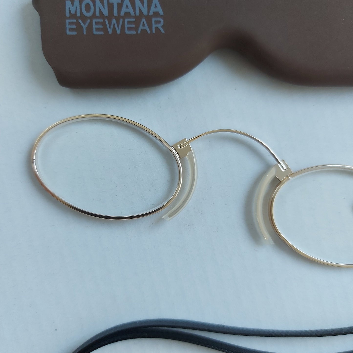 Pince Nez Style Reading Glasses, Gold-Colored, Stainless Steel, Aspheric Scratch-Free Lenses