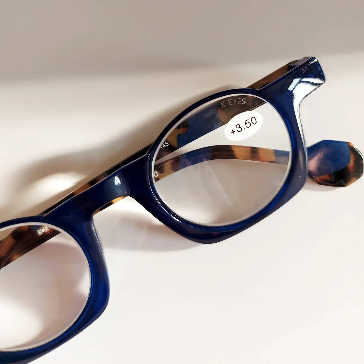 Reading Glasses, Round and Square, Blue, +1 to +3.5