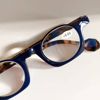 Reading Glasses, Round and Square, Blue, +1 to +3.5