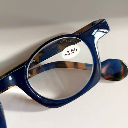 Reading Glasses, Round and Square, Blue, +1 to +3.5