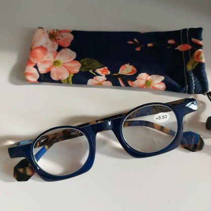 Reading Glasses, Round and Square, Blue, +1 to +3.5