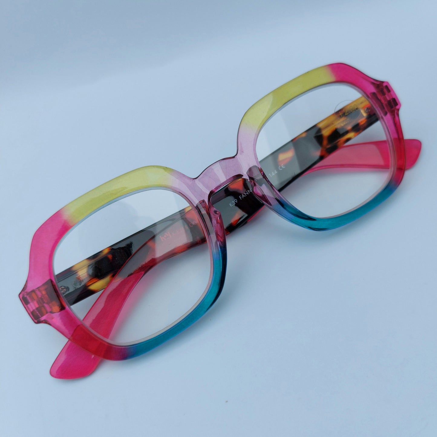 Large Colorful Reading Glasses, Pink, Yellow, Purple, Blue, +1.00 to +3.00