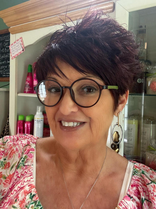 Brown Round Reading Glasses with Green Arms